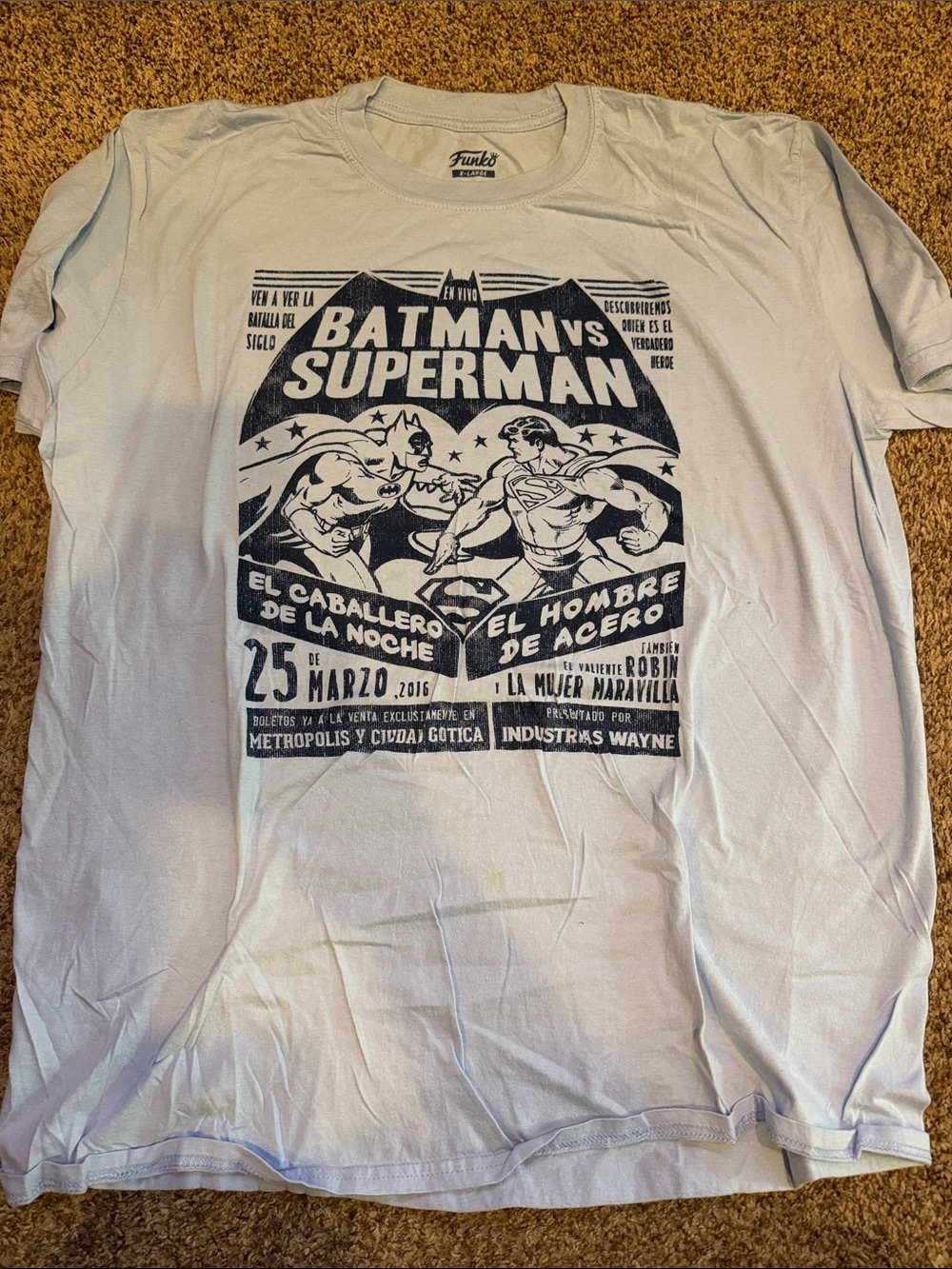 Funko Light Blue Batman vs Superman Graphic Tee